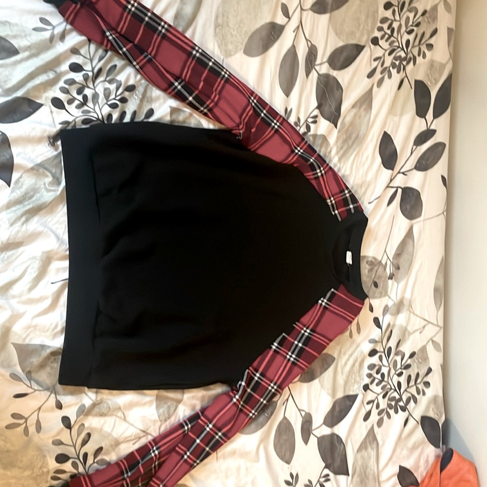 A red and black pajama shirt
